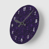 Dunkler Amethyst Lila Glitzer Runde Wanduhr (Winkel)