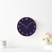 Dunkler Amethyst Lila Glitzer Runde Wanduhr (Zuhause)