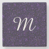 Dunkler Amethyst Lila Glitzer Steinuntersetzer (Vorderseite)
