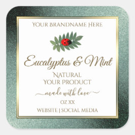 Dunkler Aquamariner Glitzer Weißmarken Ladybug Quadratischer Aufkleber