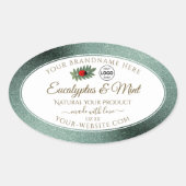 Dunkler Aquamariner Glitzer, White Product Label L Ovaler Aufkleber (Vorderseite)