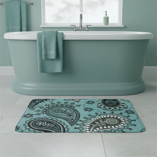 Dunkler aquamariner Pisley Badematte