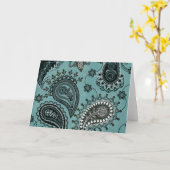 Dunkler aquamariner Pisley Karte (Gelbe Blume)
