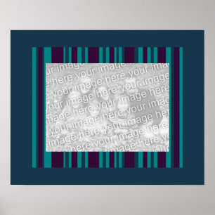 Dunkler aquamariner und lila Streifen-Fotorahmen Poster