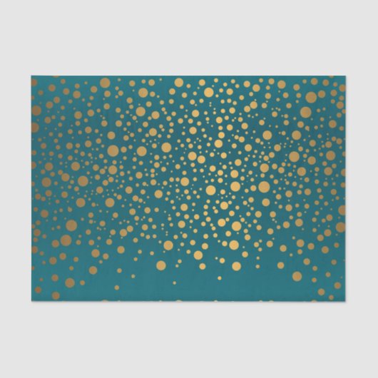 Dunkler aquamariner und metallischer GoldConfetti Seidenpapier (Vorderseite)