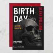 Dunkler ästhetischer Schädel Geburtstag Einladung (Vorne/Hinten)