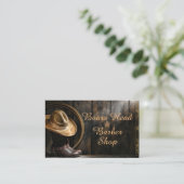 Dunkler Barnholz, Stiefel und Cowboy-Hut auf einem Visitenkarte (Stehend Vorderseite)