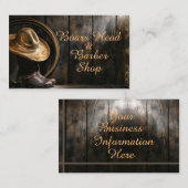 Dunkler Barnholz, Stiefel und Cowboy-Hut auf einem Visitenkarte (Vorne/Hinten)