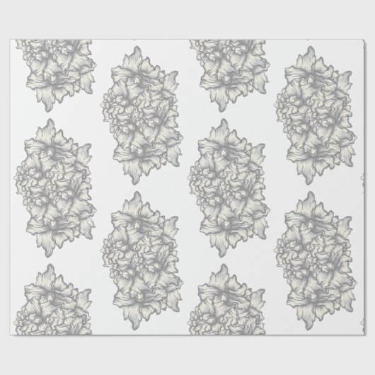 Dunkler Barock-Blumen-Tattoo-Stil Geschenkpapier (Flach)
