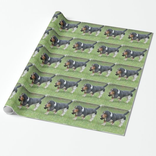 Dunkler Basset Hound-Hund Geschenkpapier (Ungerollt)