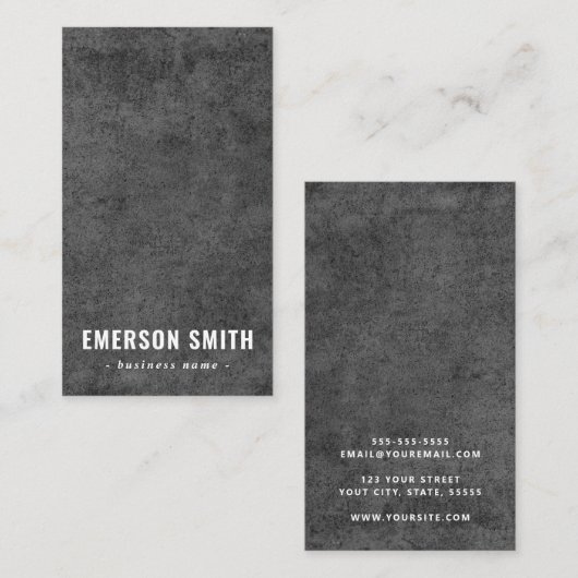 Dunkler Betongrunge moderne maskuline vertikale Visitenkarte (Vorne/Hinten)