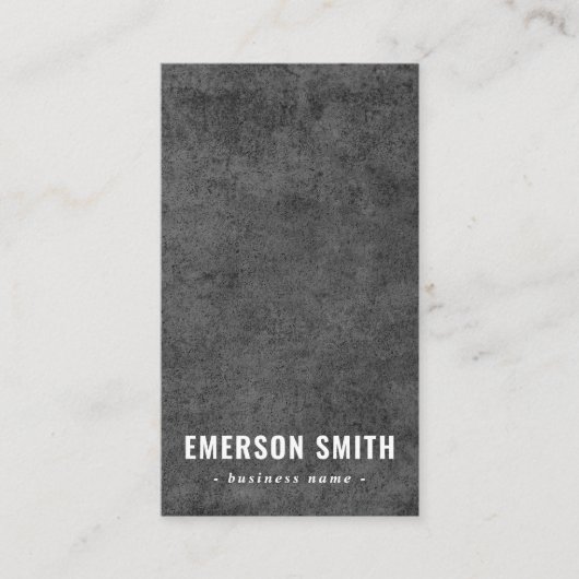 Dunkler Betongrunge moderne maskuline vertikale Visitenkarte (Vorderseite)