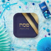 Dunkler Blau und Gold-Pessach Pappteller (Party)