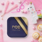 Dunkler Blau und Gold-Pessach Pappteller (Party)