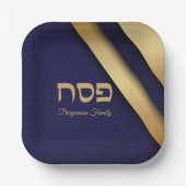 Dunkler Blau und Gold-Pessach Pappteller (Vorderseite)