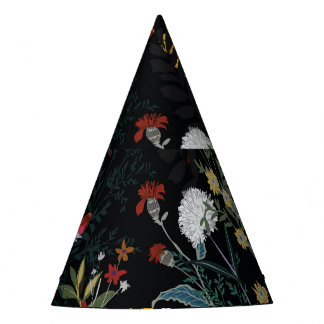 Dunkler Blumengarten: Blühendes Nachtmuster Partyhütchen