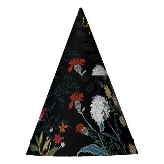 Dunkler Blumengarten: Blühendes Nachtmuster Partyhütchen (Vorderseite)