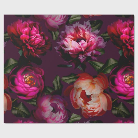 Dunkler Blumentraum Geschenkpapier (Flach)