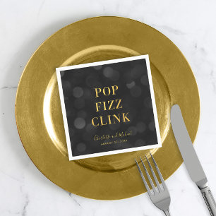 Dunkler Bokeh-Faux-Gold-Pop-Fizz-Klirren Serviette
