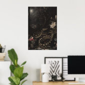 Dunkler Botanischer Schlangen-Kunstprint Floral Re Poster (Heimbüro)
