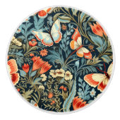 Dunkler Botanischer Schmetterlingsknofen Keramikknauf (Vorderseite)