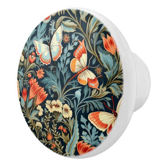 Dunkler Botanischer Schmetterlingsknofen Keramikknauf (Rechts)