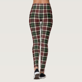Dunkler Burgund Grüner Weißer Tartan Kariert Leggings