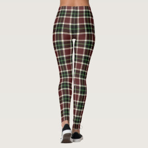 Dunkler Burgund Grüner Weißer Tartan Kariert Leggings