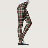 Dunkler Burgund Grüner Weißer Tartan Kariert Leggings (Rechts)