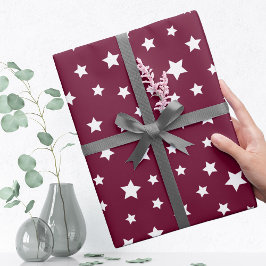 Dunkler Burgund mit Sternmuster Geschenkpapier