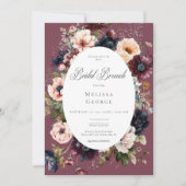 Dunkler Burgund Oval Blumenrahmen Bridal Brunch Einladung (Vorderseite)