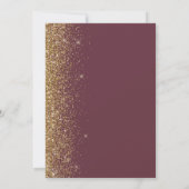 Dunkler Burgundy Gold Glitzer Edge Save the Date Ankündigung (Rückseite)