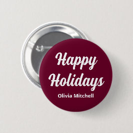 Dunkler Burgundy Happy Holidays Button
