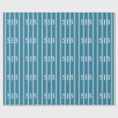 Dunkler Cerulean Viktorianischer Streifen mit Mono Geschenkpapier (Flach)