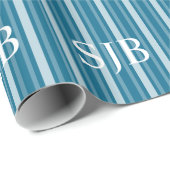 Dunkler Cerulean Viktorianischer Streifen mit Mono Geschenkpapier (Rolleneckpunkt)