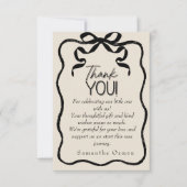 Dunkler Coquette schwarzer Bogen Danke Baby Showca (Vorderseite)