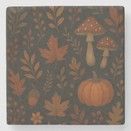 Dunkler Cottagecore Rustikaler Bauernhof Botanisch Steinuntersetzer