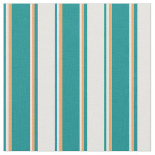 Dunkler Cyan, Minzcreme und braune farbige Linien Stoff
