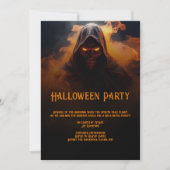 Dunkler Dämon mit orangefarbenem Halloween Einladung (Vorderseite)