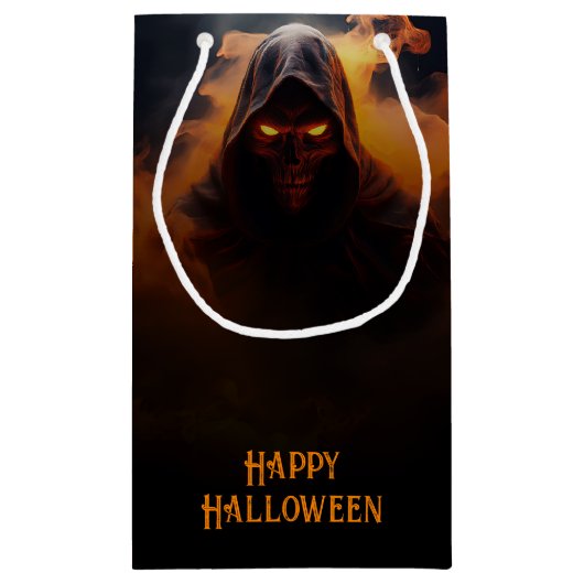 Dunkler Dämon mit orangefarbenem Halloween Kleine Geschenktüte (Rückseite)
