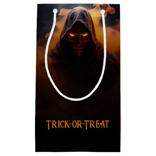 Dunkler Dämon mit orangefarbenem Halloween Kleine Geschenktüte (Vorderseite)