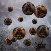 Dunkler Dämon mit orangefarbenem Rauch Konfetti