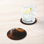 Dunkler Dämon mit orangefarbenem Rauch Runder Pappuntersetzer (Vor Ort)