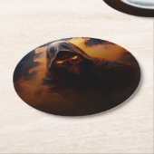Dunkler Dämon mit orangefarbenem Rauch Runder Pappuntersetzer (Angewinkelt)