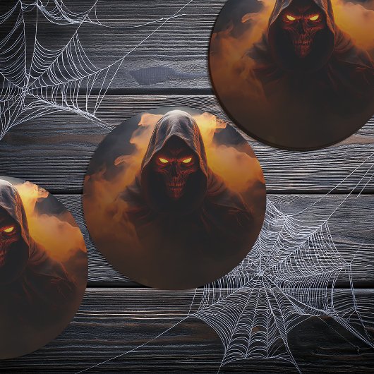 Dunkler Dämon mit orangefarbenem Rauch Runder Pappuntersetzer