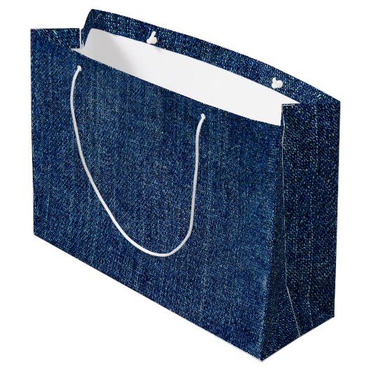 Dunkler Denim Große Geschenktüte (Rückseite Schrägansicht)