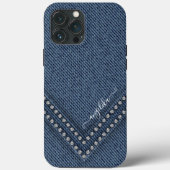 Dunkler Denim mit V-Shape-Rhinestones Case-Mate iPhone Hülle (Rückseite)