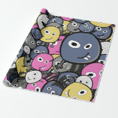 Dunkler Doodle-Monster-Cartoon Geschenkpapier (Ungerollt)