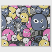 Dunkler Doodle-Monster-Cartoon Geschenkpapier (Flach)