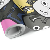 Dunkler Doodle-Monster-Cartoon Geschenkpapier (Rolleneckpunkt)